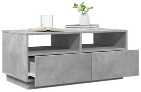 Tavolino da soggiorno con luci led grigio cemento 90x49x40 cm