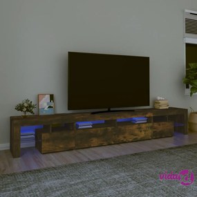 vidaXL Mobile Porta TV con Luci LED Rovere Fumo 260x36,5x40 cm
