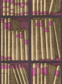 Cole & Son Carta da parati Ex Libris - Gold and Magenta