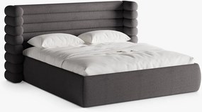 Letto imbottito Mount con contenitore in bouclé Coral - 160x200 cm