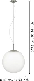 Eglo 63271 - Lampada a sospensione su cavo PIEDALE 1xE27/60W/230V Ø 43 cm cromo opaco