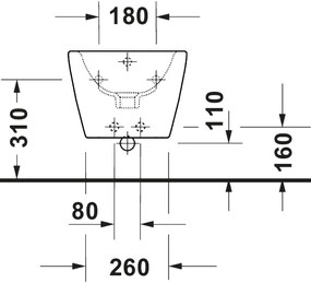 Duravit 27271500002 - Bidet sospeso D-CODE in ceramica, finitura bianco lucido