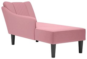 Sdraio Con Bracciolo Destro İn Velluto Rosa /