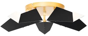 Plafoniera di design nera con oro 5 luci - Sinem