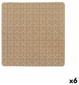 Tappetino Antiscivolo da Doccia Quadri Beige PVC 50,3 x 50,3 x 0,7 cm (6 Unità)