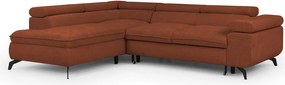 Divano angolare color terracotta (con penisola a sinistra/a L) con rivestimento in ciniglia Marbeya – Ropez