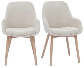 Sedie scandinave in tessuto effetto velluto beige e legno massello chiaro (set di 2) HOLO