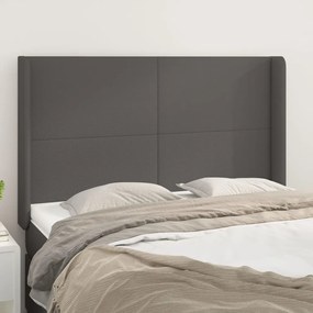 Testiera Ad Orecchio Grigio 147x16x118/128cm İn Similpelle /