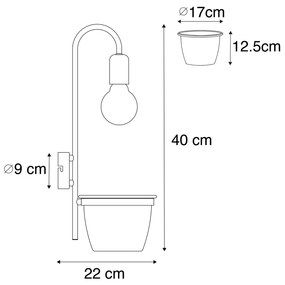 Applique moderna nera con vetro - Roslini