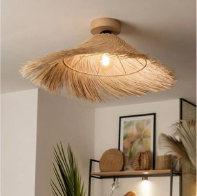 Brilagi - Plafoniera LED da soffitto CERIA BOHO 1xE27/40W/230V Ø 70 cm rattan/rovere