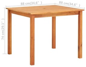 Tavolo da Giardino 88x88x74 cm in Legno Massello di Acacia