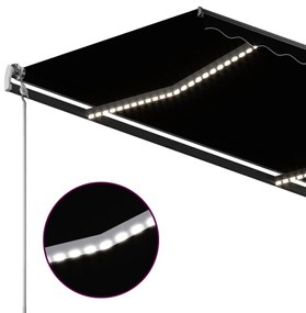 Tenda da Sole Retrattile Manuale con LED 3x2,5m Antracite