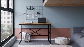 Scrivania Industrial Ferro E Legno 120x60x75H Rovere E Antracite Voyage