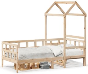 Dormeuse Con Tetto 90x200 Cm İn Legno Massello Di Pino /