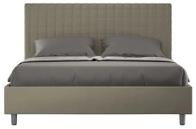 Letto matrimoniale con rete imbottito 160x210 similpelle cappuccino Sunny