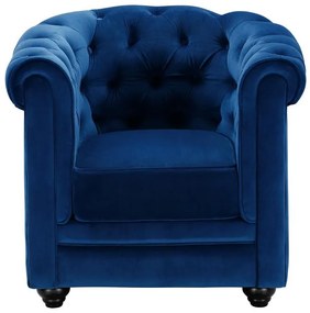 Lotto di 2 poltrone CHESTERFIELD in velluto Blu notte