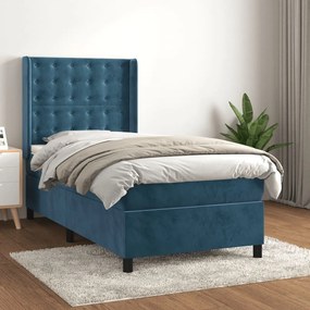 Giroletto A Molle Con Materasso Blu Scuro 100x200 Cm İn Velluto /