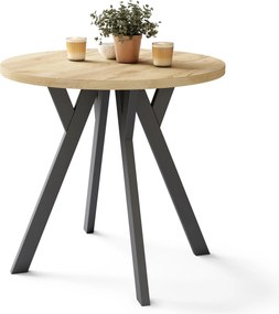 ALMO 80 Rovere Craft Gold/gambe nere - TAVOLO ROTONDO CON GAMBE A Y LOFT/INDUSTRIALE PER CUCINA SOGGIORNO O SALA DA PRANZO