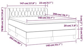 Giroletto a Molle con Materasso Grigio Scuro 140x200cm Tessuto