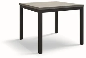 Tavolo TROPEA in legno, finitura grigio cemento e metallo verniciato  antracite, allungabile 90×90 cm – 180×90 cm