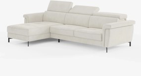 Capri Divano letto angolare con penisola contenitore e poggiatesta reclinabili - elegante tessuto smacchiabile T30
