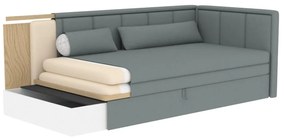 Divano grigio scuro allungabile/con contenitore e rivestimento in ciniglia 214 cm Fulgeo – ELTAP