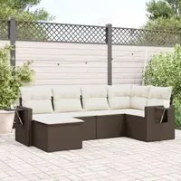 Set Divano da Giardino 6 pz con Cuscini Marrone in Polyrattan 3252800