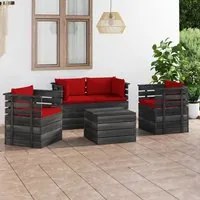 Set Divani da Giardino su Pallet 5 pz con Cuscini Massello Pino 3061821