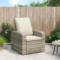 Poltrona Reclinabile Giardino Cuscini Marrone Chiaro Polyrattan 364103