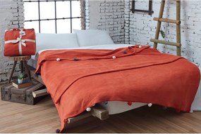 Copriletto color mattone in vello 150x200 cm Pom Pom – Mijolnir