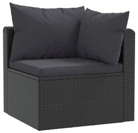 Set divani da giardino 7 pz con cuscini in polyrattan nero