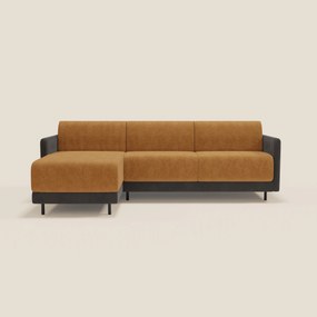 Narciso divano letto angolare con materasso alto 18 cm e penisola contenitore in tessuto bicolore impermeabile T11 e T06