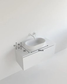 Lavabo da appoggio Capsula ovale in resina L 60 x H 17.1 x P 35 cm bianco opaco