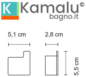 Kamalu - appendino bagno gancio a destra in acciaio inox bianco opaco | nuevo-b