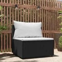 Divano Centrale da Giardino con Cuscini in Polyrattan Nero 319737