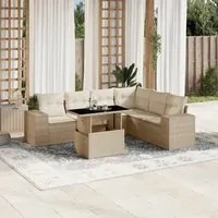 Set Divani da Giardino 7 pz con Cuscini Beige in Polyrattan 3269188