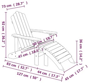 Sedie da giardino adirondack 2 pz con poggiapiedi hdpe marrone