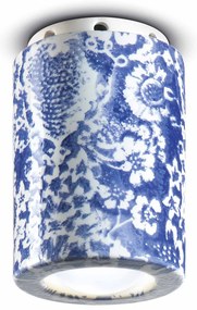 Plafoniera Vintage Decò Pi Ceramica Ming Blu 1 Luce E14
