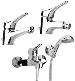 Set miscelatori lavabo + bidet + gruppo vasca Ariel di Piralla ottone cromato con PILETTA DI SCARICO INCLUSA  0RE00088A21 0RE00094A21 0RE00003A16