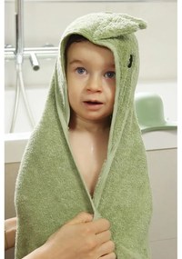 Asciugamano per neonato in cotone verde con cappuccio 75x75 cm Dinosaur - Kindsgut