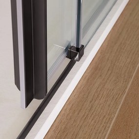 Porta doccia scorrevole L 200 cm x H 200 cm per nicchia in vetro trasparente SP. 8 mm, profilo nero, serie Style