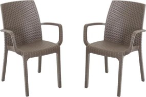 Sedia poltrona indiana in simil rattan per esterno e interno set 2 pezzi CAFFČ