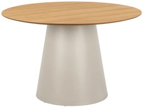BOSCO Rovere Naturale / gamba beige (Kashmir) - TAVOLO DA PRANZO ROTONDO 120 cm PER CUCINA SOGGIORNO IMPIALLACCIATO