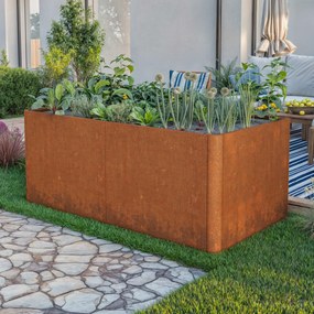 PRIMEYARD 186 x 100 x 80 cm Orto rialzato, acciaio corten, look ruggine, con base forata inclusa - (GFPV01078)