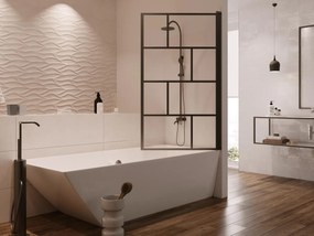 Parete per vasca da bagno girevole 80 x 140 cm Vetro Nero opaco Stile industriale - RIVANON