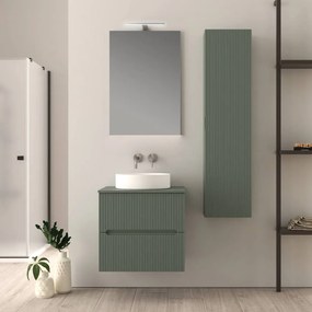 Mobile da bagno verde opaco 60 cm cannettato Palermo