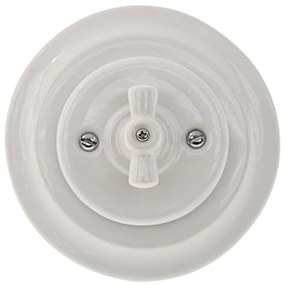 Bohemia-Design - Interruttore rotativo retrò in porcellana con cornice n. 7 bianco