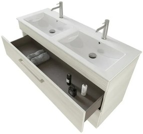 Mobile bagno sospeso 120 cm Smart bianco legno con specchio