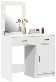 Set da toeletta 2 pezzi con led in legno ingegnerizzato bianco