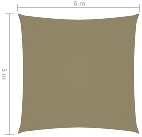 Parasole a Vela in Tela Oxford Quadrato 6x6 m Beige